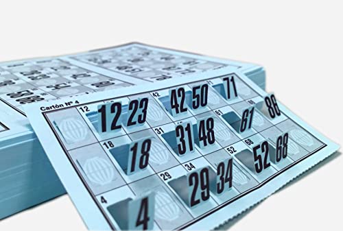 Genérico 960 Cartones de Números Troquelados para Bingo Tradicional de 90 Bolas (Azul)