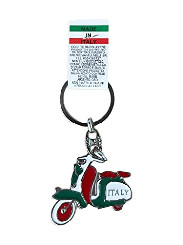 Generico ITALIA - Llavero de anillo de cadena con símbolo de Italia. Fabricado en Italia. Recuerdos y objetos de colección. Unisex., Moto Tricolor, Talla única