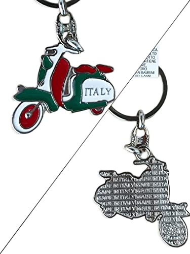 Generico ITALIA - Llavero de anillo de cadena con símbolo de Italia. Fabricado en Italia. Recuerdos y objetos de colección. Unisex., Moto Tricolor, Talla única