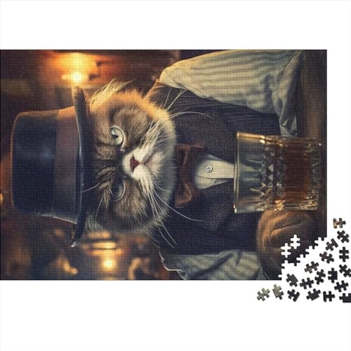 Gentleman Grumpy Cat 300 Piezas de Rompecabezas para Adultos y niños, Juegos de Rompecabezas para Juegos educativos Familiares (tamaño 40x28cm)