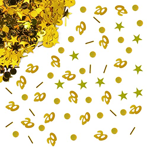 Giftota - Confeti 20 aniversario - Decoración para 20 cumpleaños - Confeti (oro) - Confeti decorativo para cumpleaños, aniversario, fiestas - Decoración de mesa