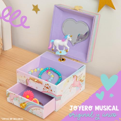 Giggle & Honey Joyero Musical de Unicornio para Niñas - Unicornio Bailarín con Espejo, Regalo de Unicornio para Niñas, Regalo de Cumpleaños para Niños, Edades 3-10