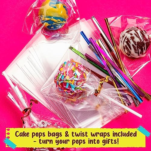 GirlZone Kit para Hacer Cake Pops Craze para Niñ@s Set de 80 Divertidas Piezas para Hornear con Deliciosas Recetas y Muchos Accesorios Regalos Cumpleaños Navidad Ideal para Niños