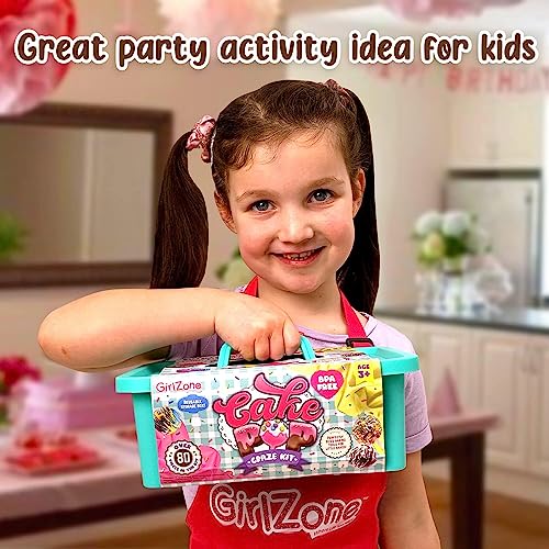 GirlZone Kit para Hacer Cake Pops Craze para Niñ@s Set de 80 Divertidas Piezas para Hornear con Deliciosas Recetas y Muchos Accesorios Regalos Cumpleaños Navidad Ideal para Niños