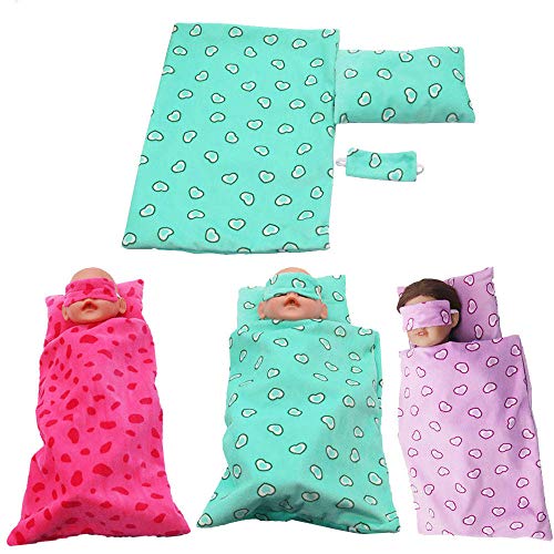 GIVBRO Juego de ropa de cama para muñecas americanas de 18 pulgadas, bolsa de dormir, almohada con los ojos vendados, accesorios de muñeca, regalo de cumpleaños para el día de los niños (#B)