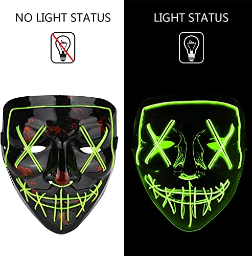 Givenme Máscara Halloween, LED Purga Mascaras con 3 modos de Iluminación, LED Carnival, Caretas de Halloween, Máscara de cara Para Carnaval, Halloween, Cosplay y Fiestas