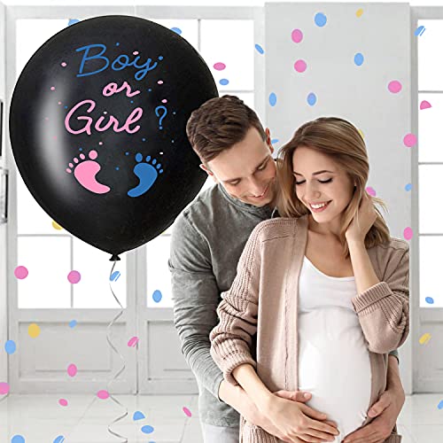 Globo de género reveal -36 pulgadas Gran Boy or Girl Globo Con confeti rosa y azul para baby shower, como Baby Shower o Anuncios de género…