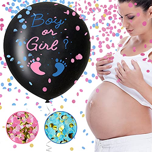 Globo de género reveal -36 pulgadas Gran Boy or Girl Globo Con confeti rosa y azul para baby shower, como Baby Shower o Anuncios de género…