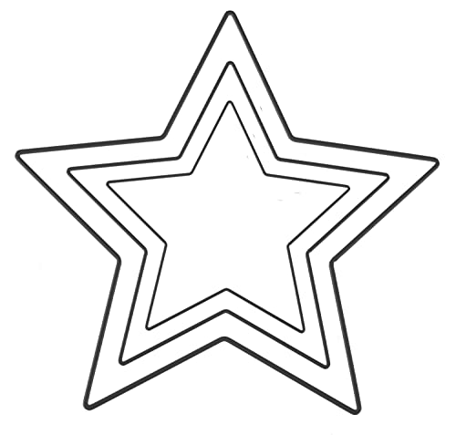 Glorex 415J-Juego de Estrellas de Metal, 3 Marcos de 15 cm, 20 cm y 25 cm, Ideal para Manualidades, atrapasueños, Pared o decoración de Flores, Color Negro, Medium (6 1294 415J)