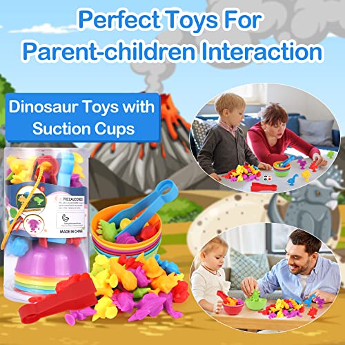 Glovios Montessori Juguete Educativo,Montessori Juguete 3 Años,Juguetes para Niños Contar con los Dinosaurio Juego,Juego de Combinación de Color para Niños de 3 4 5 6 años (Dinosaurio)