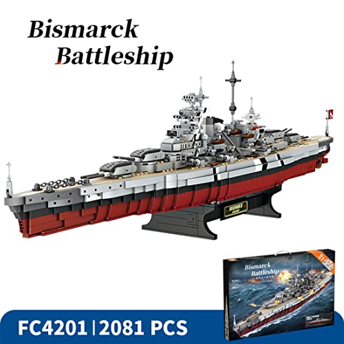 GlowTech Modelo de buque de guerra militar, modelo de buque de guerra de Bismarck, juguete de montaje, juego de bloques de construcción para niños y adultos, compatible con Lego (2081 unidades)