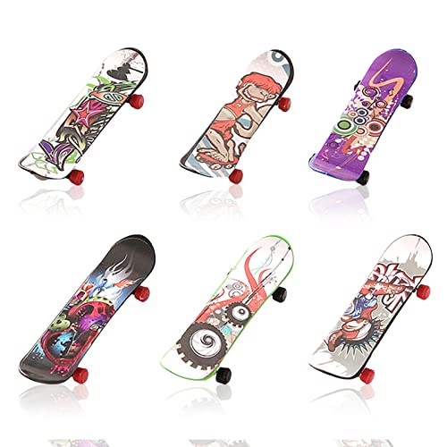 GNAUMORE Finger Mini Skateboard,6 Piezas Mini Skateboard,Mini Diapasón Dedo Patineta,Mini Skates para Dedos,Mini Skate para Jugar con el Dedo,Juegos de Dedos para Niños y Niñas
