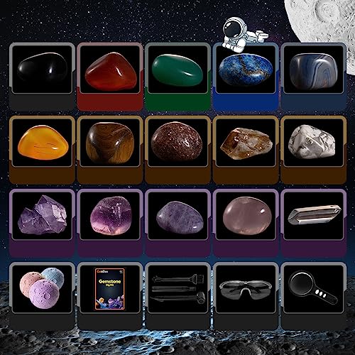 GobiDex Minerales para Niños, Piedras y Cristales Naturales, Kit de Excavación para 6 7 8 9 10 Años, Geología, Ciencia y Juego, Sistema Solar, Planetas, Cavando la Luna para Niños y Niñas