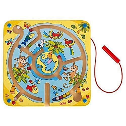 Goki- Juegos de acción y reflejosJuegos educativosGOKILaberinto magnético Isla de Animales, Multicolor (1)