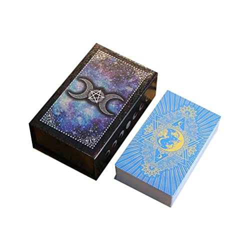Gold Foil Tarot Moon Tarot Blue - 78 Cartas de Juego de predicción del Destino con guía para Principiantes o Expertos.-Party Game