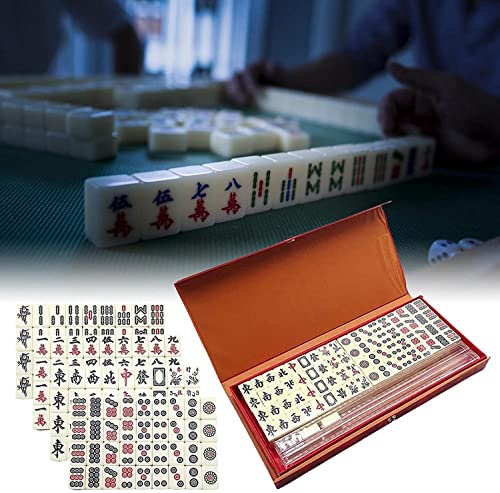 GONGKANGYUAN Mini Mahjong Set Box Portátil Tradicional Chino Mah Jong Set Con 144 Fichas Majong, Juego De Mahjong De Viaje Portátil, Juego De Estrategia Chino Clásico Juegos De Mesa