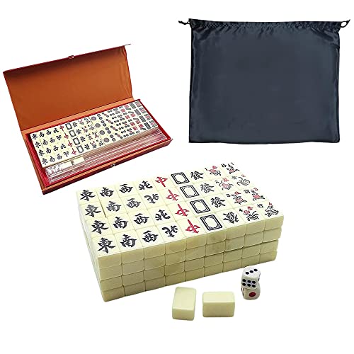 GONGKANGYUAN Mini Mahjong Set Box Portátil Tradicional Chino Mah Jong Set Con 144 Fichas Majong, Juego De Mahjong De Viaje Portátil, Juego De Estrategia Chino Clásico Juegos De Mesa