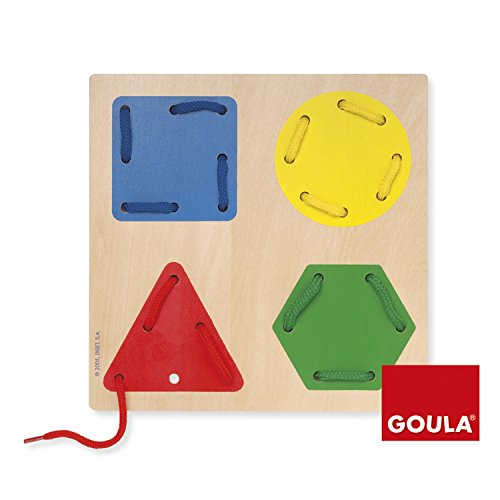 Goula D55016 - Enhebrar formas geométricas, juego educativo