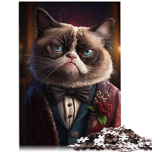 Grumpy Cat Fancy Suit 1000 Piezas Grandes Puzzle para Adultos Puzzle de Madera Regalo de Cumpleaños para Adultos Niños Niñas 14.96 x 20.47 Pulgadas