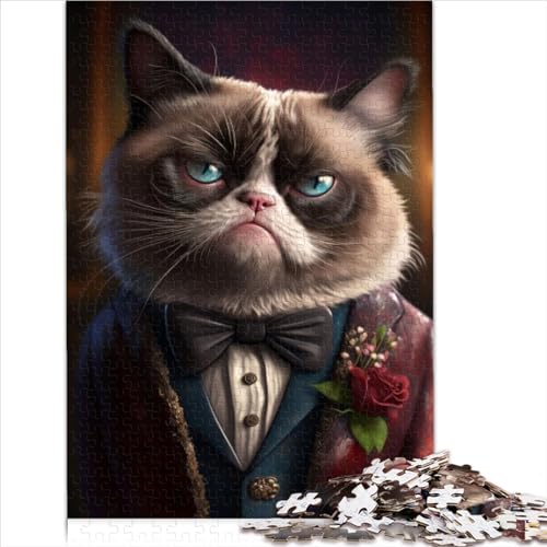 Grumpy Cat Fancy Suit Puzzle para Regalo, 300 Piezas, Rompecabezas Premium, Rompecabezas Madera, Adolescentes, niños y Adultos 9 años en adelante, 300 Piezas (40 x 28 cm)