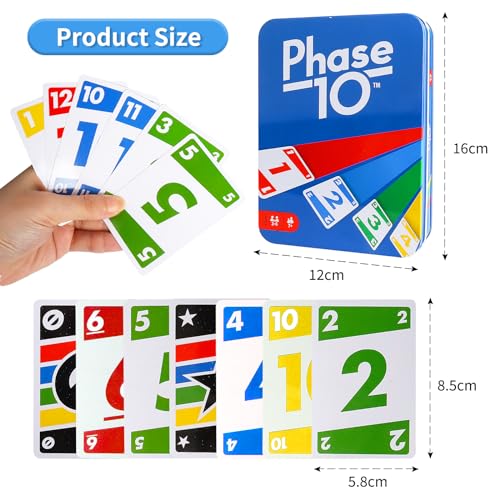 GUBOOM Phase 10, Juego de Cartas Phase 10, Juego de Cartas Familiar, Phase 10 Card Game, Juegos de Mesa Cartas para Niños Adultos de 2 a 6 Jugadores de 7 Años
