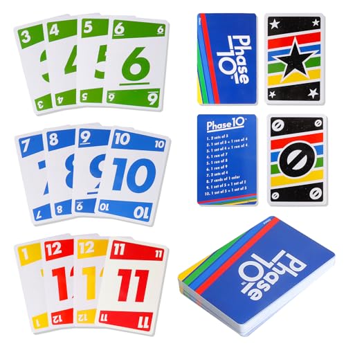 GUBOOM Phase 10, Juego de Cartas Phase 10, Juego de Cartas Familiar, Phase 10 Card Game, Juegos de Mesa Cartas para Niños Adultos de 2 a 6 Jugadores de 7 Años