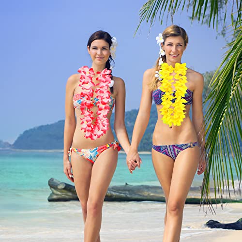 Guirnaldas Hawaianas, 8 Piezas Multicolores Coronas de Flores Hawaianas, Collar Floral Tropical for Hawai, Aloha, Luau, Tiki, Fiesta, Playa de Verano, Piscina, Fiesta de Boda