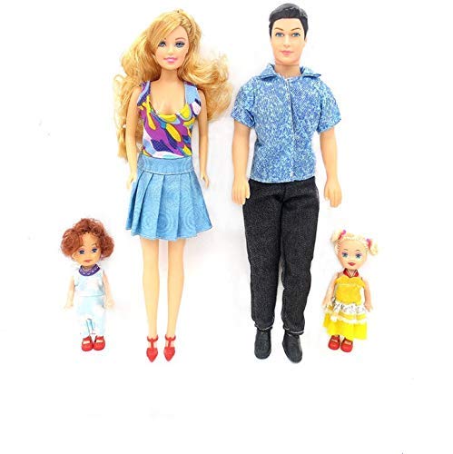 Gwill Juego de 4 muñecos familiares Ken Prince muñeca de bebé extraíble para la familia feliz conjunta de novio de juguete para Navidad niña juguete al azar