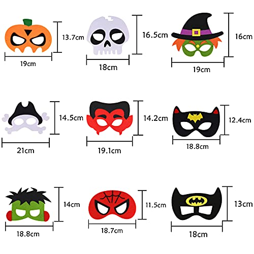 Gxhong Máscaras de Superhéroe, Máscaras de Spiderman, 9 Piezas Máscaras de Fieltro con Cuerda Elástica para Bolsas de Fiesta, Baile de Máscaras, Fiestas de Cumpleaños, Navidad, Halloween