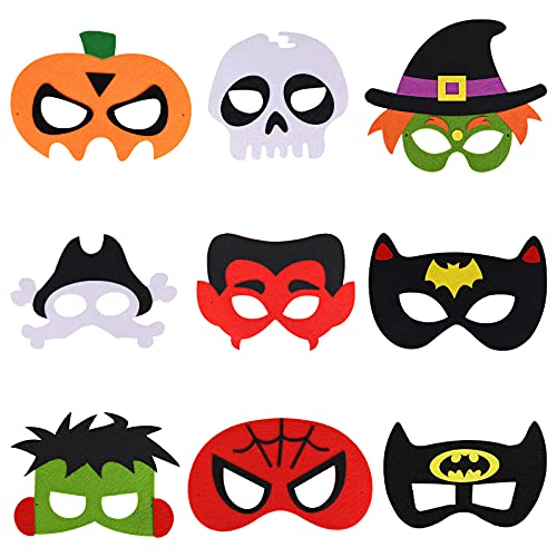Gxhong Máscaras de Superhéroe, Máscaras de Spiderman, 9 Piezas Máscaras de Fieltro con Cuerda Elástica para Bolsas de Fiesta, Baile de Máscaras, Fiestas de Cumpleaños, Navidad, Halloween