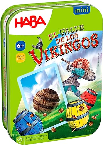 HABA 1307008 - El Valle de los Vikingos, Versión Mini, Juego Infantil de Mesa de Estrategia, en Lata. Más 6 años