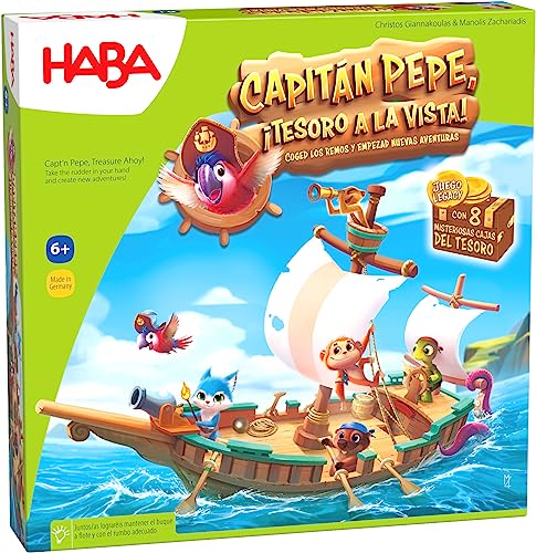 HABA 1307037005 - Capitán Pepe, ¡Tesoro a la Vista!, Juego Infantil de Mesa Legacy cooperativo. Más 6 años