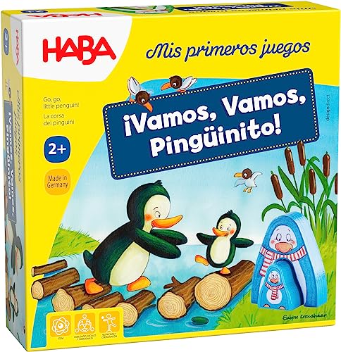HABA 1307056005 - Mis Primeros Juegos – ¡Vamos, Vamos, Pingüinito!, Juego Infantil de Mesa de Recorrido. Más 2 años