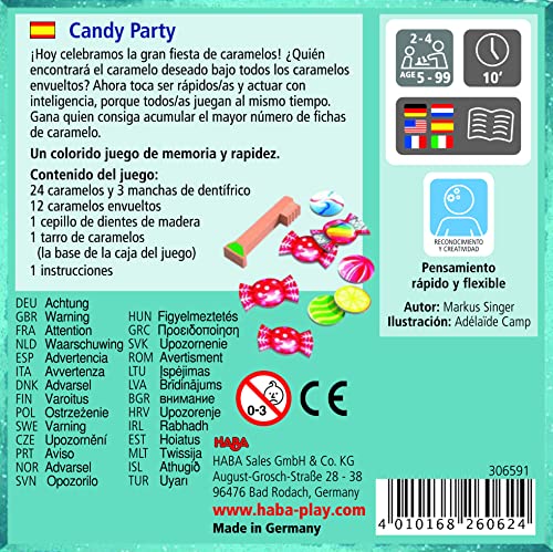 HABA 306591 - Candy Party, Juego Infantil de Mesa de Memoria. Más 5 años