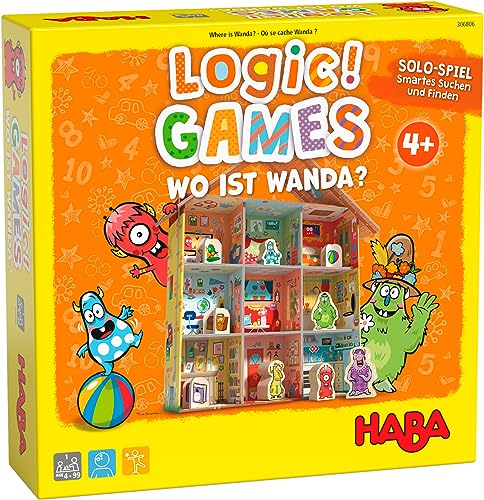 HABA 306811 - Logic! Games - ¿Dónde está Wanda?, Juego Infantil en Solitario de lógica, autocorrectivo. Más 4 años