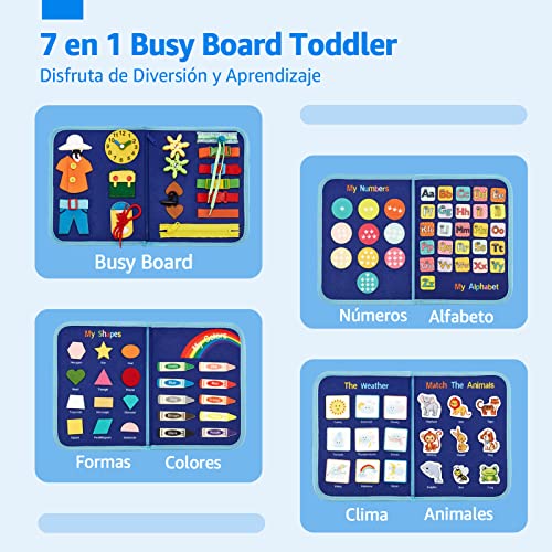 hahaland Busy Board Juguetes Niños 2 3 4 Años, 5 Capas Juguetes Montessori 1 2 Años Tablero Sensorial de Actividades Juego de Educación Temprana para Niños 2 3 4 Años