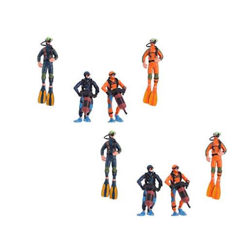 Happyyami 8Pcs Diver Figurine Equipo de Aventura Oceánica People Playset de Juguete Figura de Aventura Submarina Figura de Juguete Toy Scuba Diver Nadadores Figuras Modelo de Diseño de Mesa