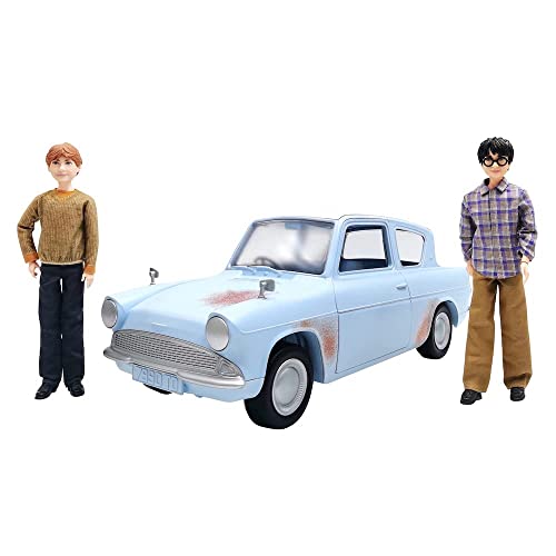 Harry Potter Harry Potter y Ron Weasley con coche volador Muñecos que recrean escena de película con vehículo, juguete de regalo + 6 años (Mattel HHX03)