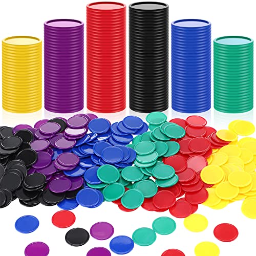 Harrycle 300 Fichas de Póquer de Plástico Fichas de Conteo de 6 Colores de 1,18 Pulgadas Marcadores de Póquer para Aprendizaje Matemático Fichas de Bingo Grandes en Blanco de Láser para Recompensa