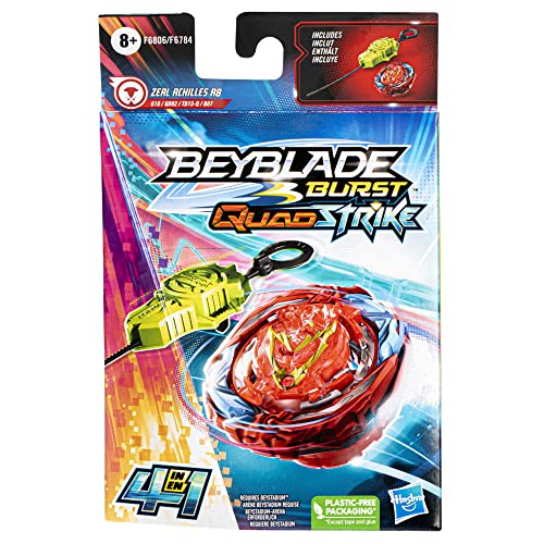 Hasbro Beyblade - Beyblade Burst QuadStrike - Kit Inicial con Top Zeal Achilles A8 - Juego de Batalla con Lanzador Incluido para niños y niñas