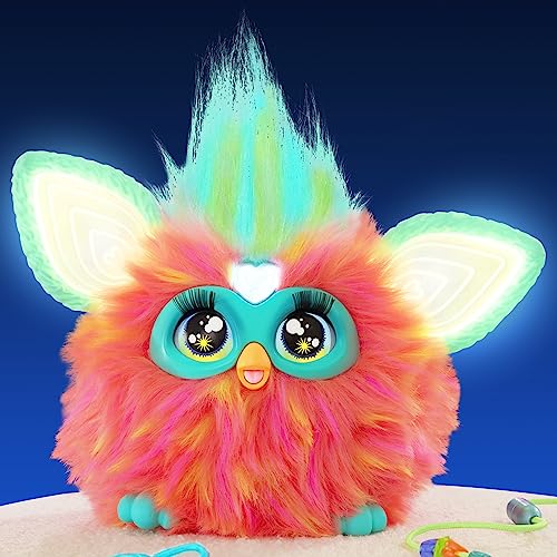 Hasbro Furby Juguete Interactivo de Color Coral Activado por Voz, para niños a Partir de 6 años, 15 Accesorios de Moda, Juguetes animatrónicos de Peluche - Version Española