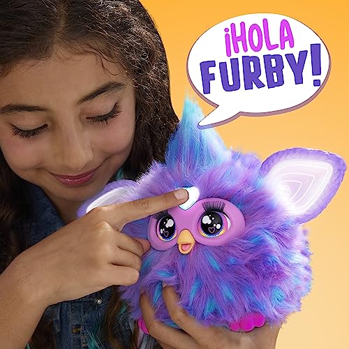 Hasbro Furby Juguete Interactivo de Color Lila Activado por Voz, para niños a Partir de 6 años, 15 Accesorios de Moda, Juguetes animatrónicos de Peluche - Version Española