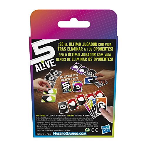 Hasbro Gaming 5 Alive, para niños, Divertido Juego para Toda la Familia, Juego de Cartas para 2 a 6 Jugadores, Edad Mayores de 8 años, Multicolor