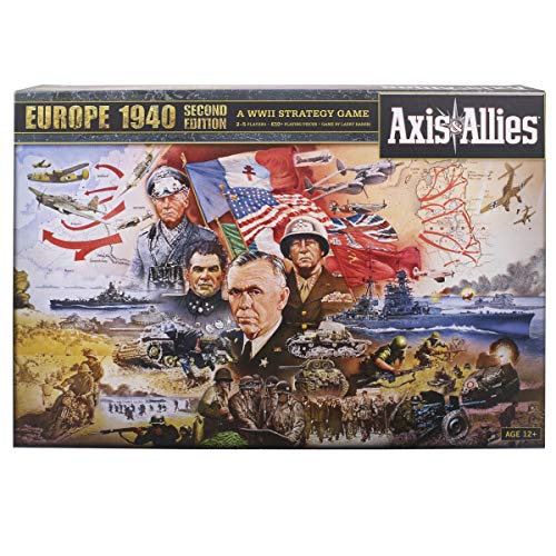 Hasbro Gaming Avalon Hill Axis & Allies Europe 1940 Segunda Edición Juego de mesa de estrategia de la Segunda Guerra Mundial, con tablero de juego extra grande, 2-6 jugadores, marrón