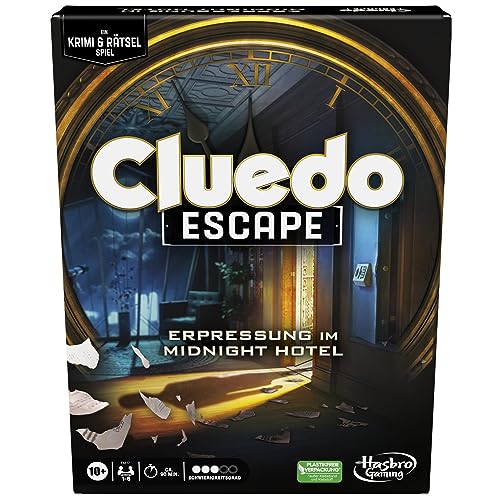 Hasbro Gaming Cluedo Escape Chantaje en Midnight Hotel, Juego de Escape de una Sola resolución para 1-6 Jugadores, Juego cooperativo