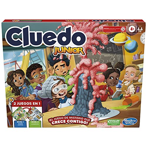 Hasbro Gaming Cluedo Junior - Tablero de 2 Caras - 2 Juegos en 1 - Juego de Misterio para niños y niñas - Juego para 2 a 6 Jugadores - Juego de Mesa Infantil