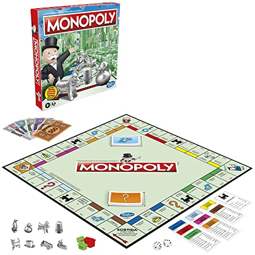 Hasbro Gaming - Juego de Mesa Monopoly para Mayores de 8 años - para 2 a 6 Jugadores - Incluye 8 peones (los peones Pueden Variar)