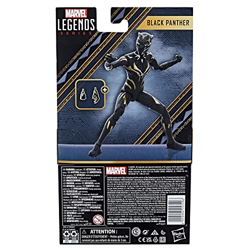 Hasbro Marvel- Marvel Legends Series Wakanda Forever, Figura Black Panther de 15 cm con 2 Accesorios, Multicolor (F6755), a partir de 4 anhos