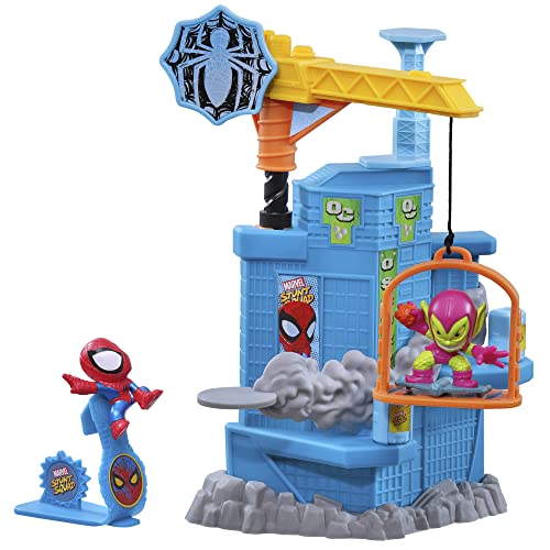Hasbro Marvel- Set de Juego Crane Smash con Spider-Man vs. Duende Verde, Figuras de superhéroes de 3.5 cm, Multicolor (F70625X0)