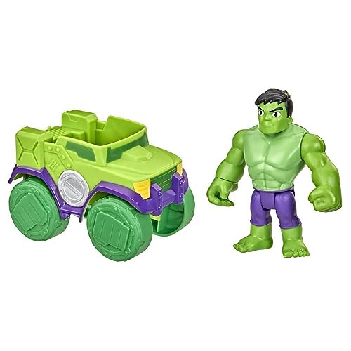 Hasbro - Marvel Spidey and His Amazing Friends - Figura de Hulk y Camión Demoledor - para niños de 3 años en adelante